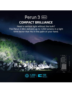 Linterna Frontal OLIGHT Perun 3 Mini 1250 Lúmenes Recargable 2