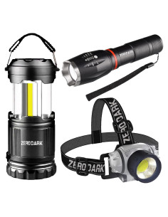 Juego de Linternas LED 3 Piezas ZeroDark - Cabeza y Camping