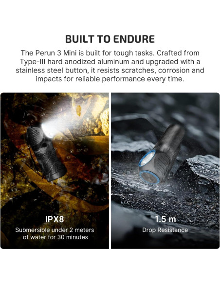 Linterna Frontal OLIGHT Perun 3 Mini 1250 Lúmenes Recargable