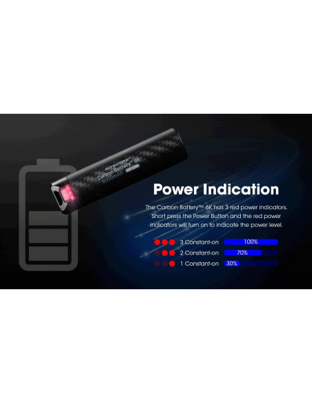 Kit Extensión Batería Carbono Nitecore 6K para Linternas NU40/NU43/NU45/NU50/HC65