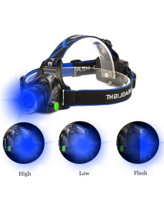 Linterna Frontal LED Azul GaiGaiMall Resistente al Agua 3 Modos 2