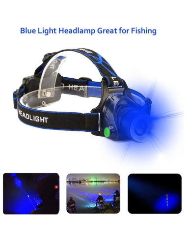 Linterna Frontal LED Azul GaiGaiMall Resistente al Agua 3 Modos