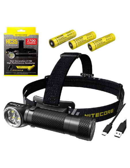 Linterna Frontal LED Nitecore HC35 - 2700 Lúmenes, 2 Baterías