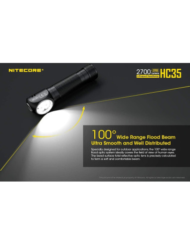 Linterna Frontal LED Nitecore HC35 - 2700 Lúmenes, 2 Baterías