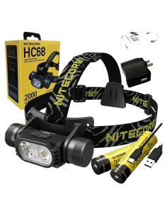Linterna Frontal Nitecore HC68 Recargable 2000 Lúmenes E-Focus