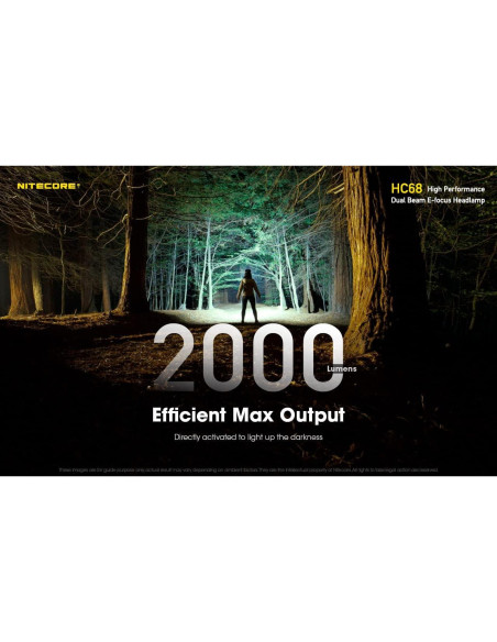 Linterna Frontal Nitecore HC68 Recargable 2000 Lúmenes E-Focus