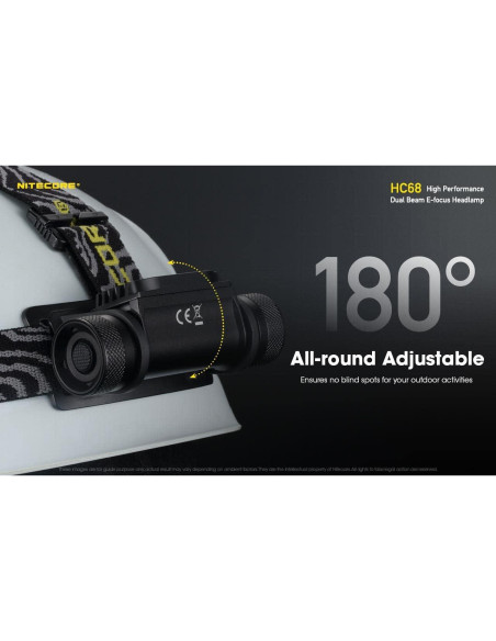 Linterna Frontal Nitecore HC68 2000 Lúmenes Doble Haz E-Focus