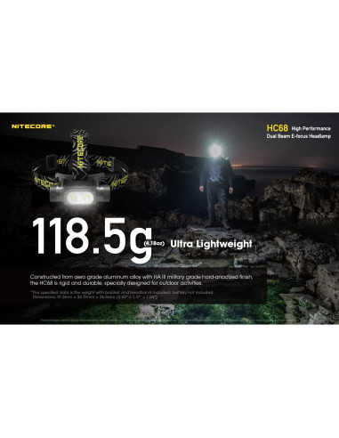 Linterna Frontal Nitecore HC68 Recargable 2000 Lúmenes E-Focus