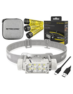 Linterna Nitecore HC65 UHE Gris Skyline 2000 Lúmenes + 2 Baterías