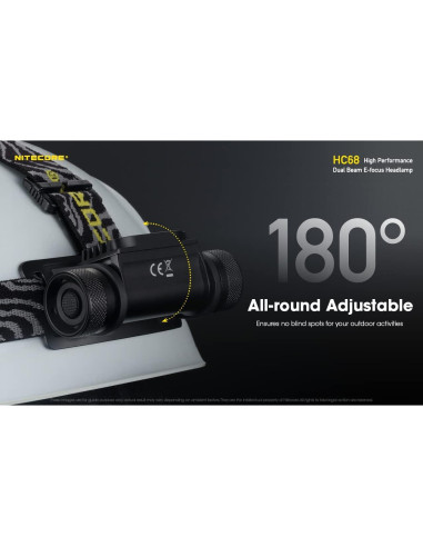 Linterna Frontal Nitecore HC68 Recargable 2000 Lúmenes E-Focus