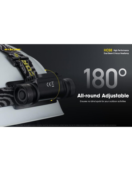 Linterna Frontal Nitecore HC68 Recargable 2000 Lúmenes E-Focus