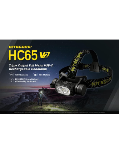 Linterna Frontal Nitecore HC65 V2 Recargable 1750 Lúmenes