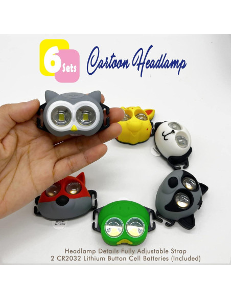 Linterna Frontal LED para Niños FANT.LUX - 6 PCS Animales