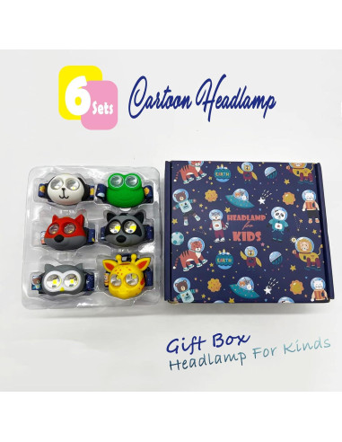 Linterna Frontal LED para Niños FANT.LUX - 6 PCS Animales
