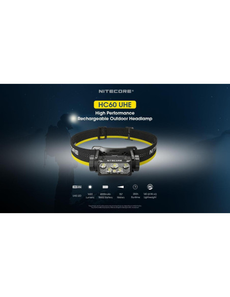 Linterna Frontal Nitecore HC60 UHE 1600 Lúmenes USB-C