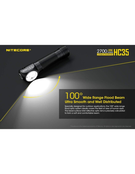 Linterna Frontal LED Nitecore HC35 2700Lm Recargable con 2 Baterías