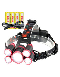 Linterna Frontal LED 5000 Lúmenes Recargable USB 819