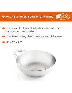 Tazón de Acero Inoxidable GSI Outdoors Glacier con Mango 22.86 cm 2