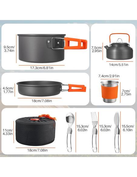 Juego de Cocina para Camping FUNYKICH 17 Piezas Antiadherente