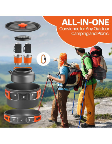 Juego de Cocina para Camping FUNYKICH 17 Piezas Antiadherente