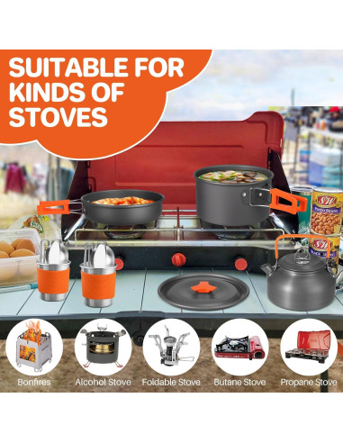 Juego de Cocina para Camping FUNYKICH 17 Piezas Antiadherente