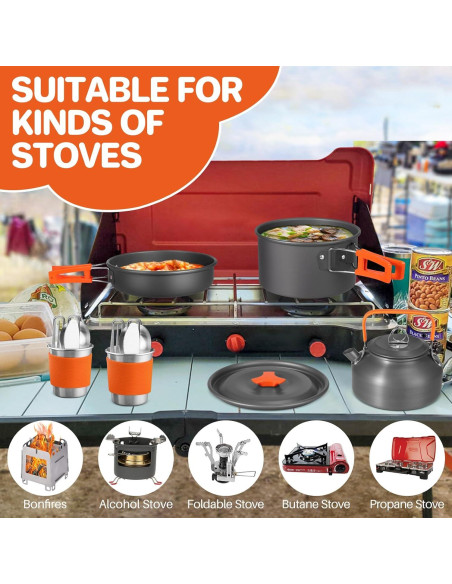 Juego de Cocina para Camping FUNYKICH 17 Piezas Antiadherente