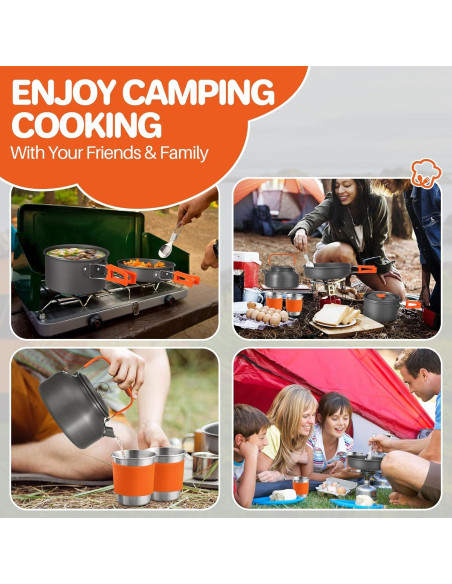 Juego de Cocina para Camping FUNYKICH 17 Piezas Antiadherente