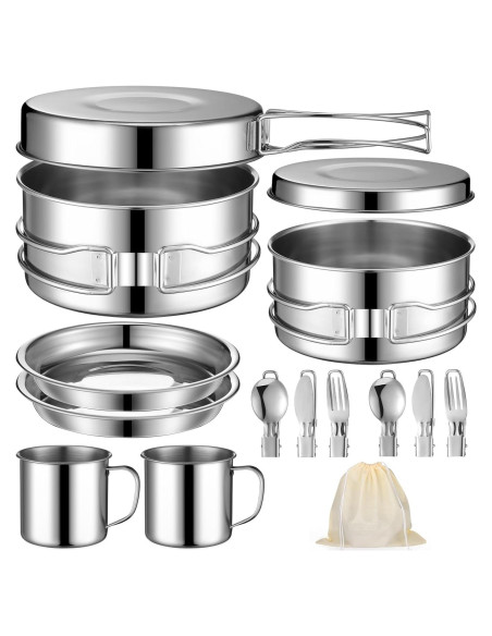 Juego de Cocina Camping 14 Piezas Funnymoom Acero Inoxidable
