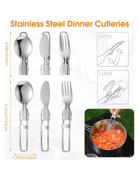 Juego de Cocina Camping 14 Piezas Funnymoom Acero Inoxidable