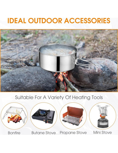 Juego de Cocina Camping 14 Piezas Funnymoom Acero Inoxidable