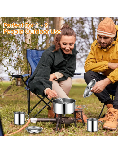 Juego de Cocina Camping 14 Piezas Funnymoom Acero Inoxidable
