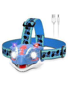 Lámpara Frontal Recargable Dinosaurio TIGTECGAME Azul - Juguete para Niños
