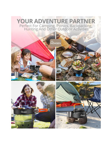 Juego de Cocina Portátil HOMGEN para Camping 2-3 Personas