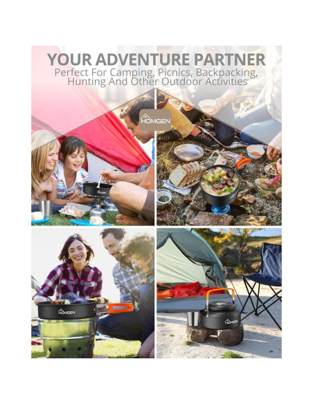 Juego de Cocina Portátil HOMGEN para Camping 2-3 Personas