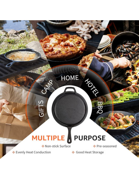 Horno de Hierro Fundido Overmont 3.2QT con Tapa 26.7cm