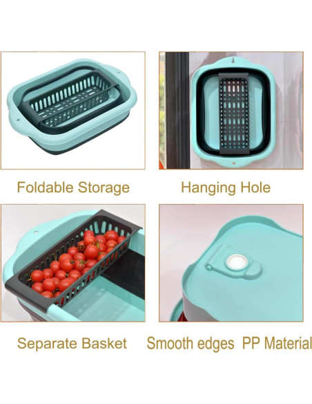 Lavabo Plegable Alltiett 10.5L Verde con Drenaje Integrado