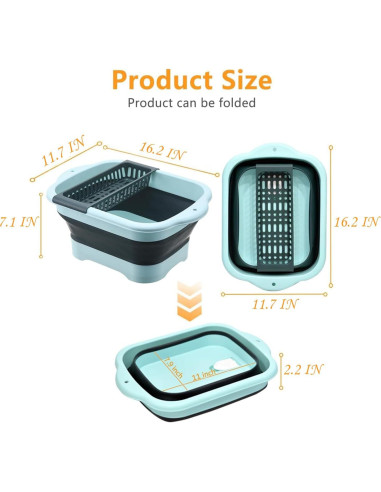 Lavabo Plegable Alltiett 10.5L Verde con Drenaje Integrado