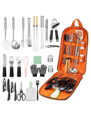 Juego de Cocina Camping Hozzen 33 Piezas Acero Inoxidable
