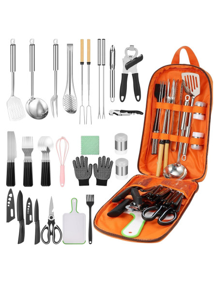 Juego de Cocina Camping Hozzen 33 Piezas Acero Inoxidable