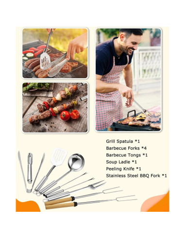 Juego de Cocina Camping Hozzen 33 Piezas Acero Inoxidable