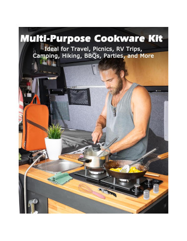 Juego de Cocina Camping Hozzen 33 Piezas Acero Inoxidable