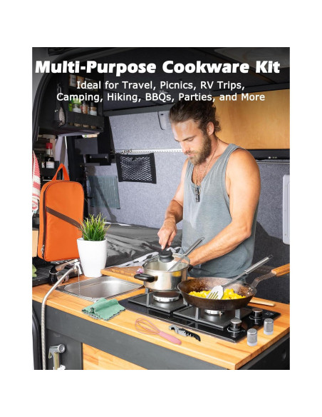 Juego de Cocina Camping Hozzen 33 Piezas Acero Inoxidable