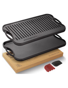 Sartén Grill Reversible Overmont de Hierro Fundido 43x25cm