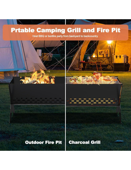 Parrilla de Camping Bearfire FR19 Plegable 78.74x30.48cm Carbón