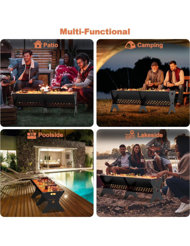 Parrilla de Camping Bearfire FR19 Plegable 78.74x30.48cm Carbón