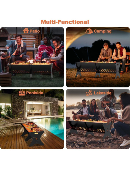 Parrilla de Camping Bearfire FR19 Plegable 78.74x30.48cm Carbón