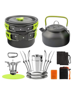 Juego de Ollas y Sartenes Lixada 16 Piezas para Camping