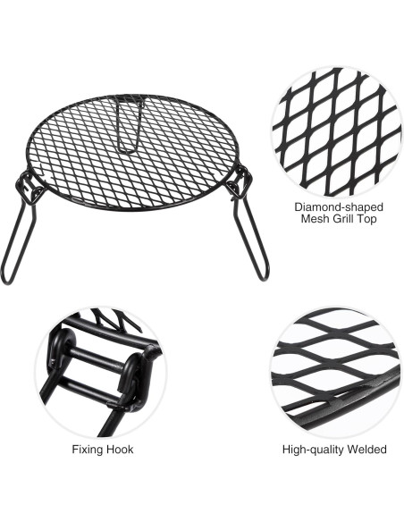 Parrilla Plegable REDCAMP para Fogata de Hierro 31x17 cm