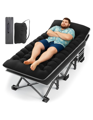 Cama de Camping HABUTWAY Plegable con Colchón 81.3 cm Negro