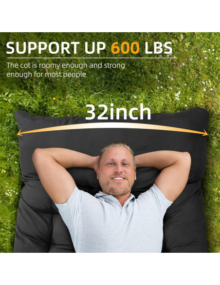 Cama de Camping HABUTWAY Plegable con Colchón 81.3 cm Negro